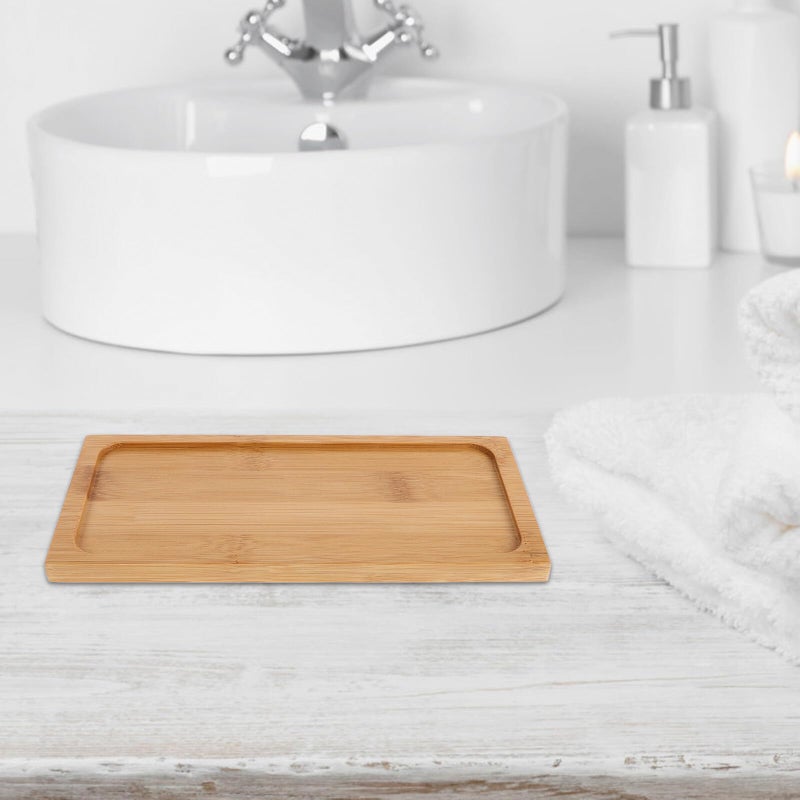 Natural Wood Rectangular Serving Tray for Coffee Snacks Bathroom Home Eco Friendly Organizer - Image 5