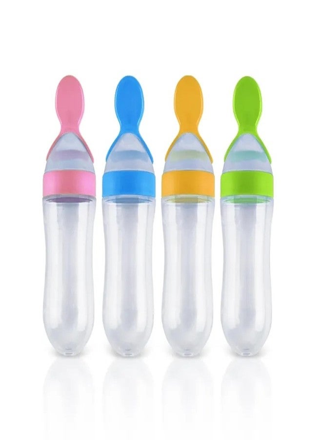 Roforuf Newborn Baby Feeding Bottle 90ML/Silicone Squeeze Feeding Spoon Milk 1 pc and Baby Food Feeder/Neebler/Pacifier 1 pc (Yellow Pack of 2) - Image 5