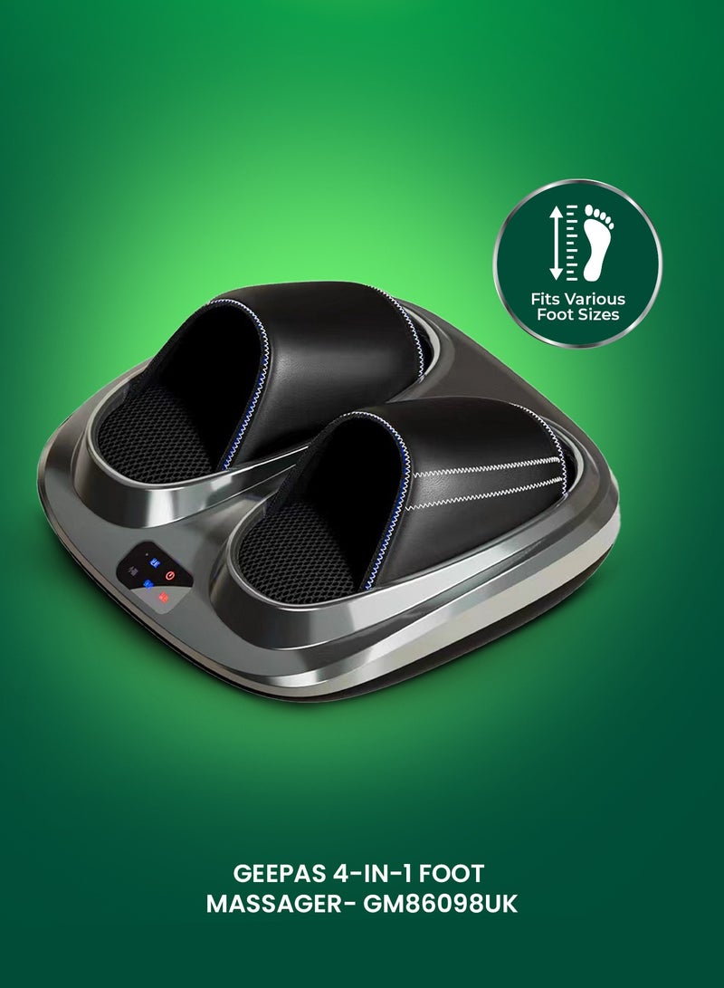 GEEPAS 4-in-1 Foot Massager 3 Modes With Remote| 3 Speed Function, 15 Minutes Timer, 3 Kneading Speeds, Tapping an d Massage, Foot Size| Relieves Pain, Fatigue, Improves Blood Circulation, Perfect for Home| 2 Years Warranty GM86098UK Black - Image 5