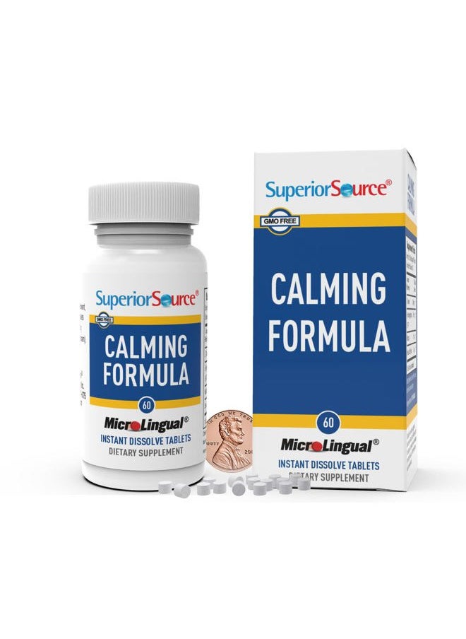 Superior Source Calming Formula, L-Theanine, Melatonin, Under The Tongue Quick Dissolve MicroLingual Tablets, 60 Ct, 5-HTP for Enhanced Serotonin Conversion, Positive Mood and Sleep Support, Non-GMO  - Image 2