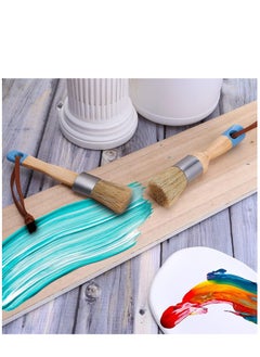 KASTWAVE 2 Pack Chalk Paint Brush Chalk and Wax Paint Brush Chalk Paint Tool for Furniture Reusable Flat and Round Chalked Paint Brush for Folk Art Home Décor Wood Projects Furniture Stencils  - Image 4