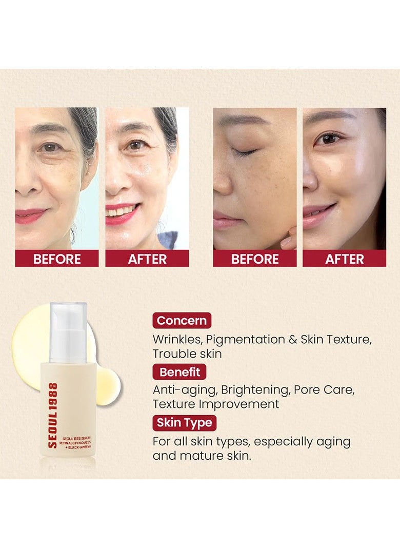 K-SECRET - KSECRET SEOUL 1988 Serum – Retinal Liposome 2% + Black Ginseng, Anti-Wrinkle & Brightening Korean Skincare (30ml) - Image 1