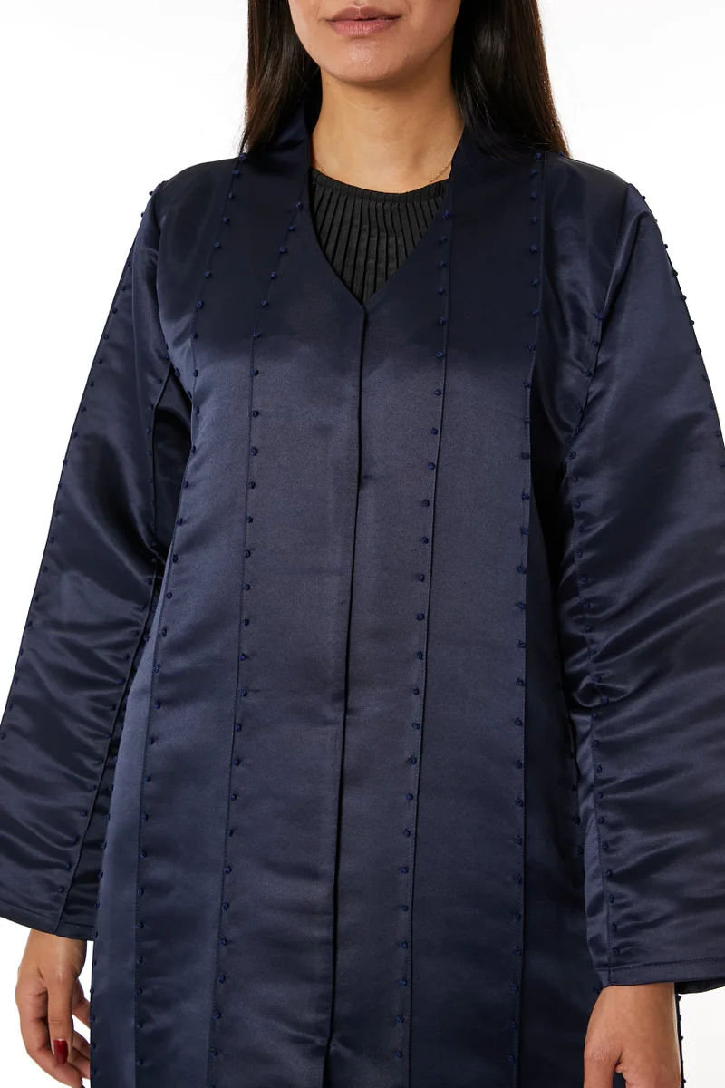 Moistreet  Satin Embroidered Open Abaya for Women | Best Price UAE