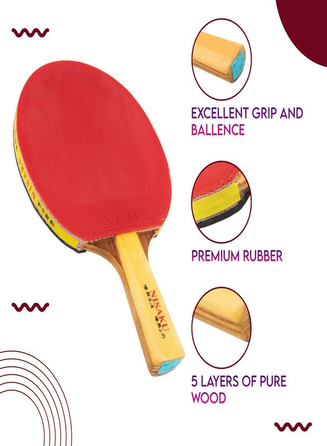 INFINITE NISAKU Table Tennis Racket (Approved by: Table Tennis Federation of India), Red - Image 5