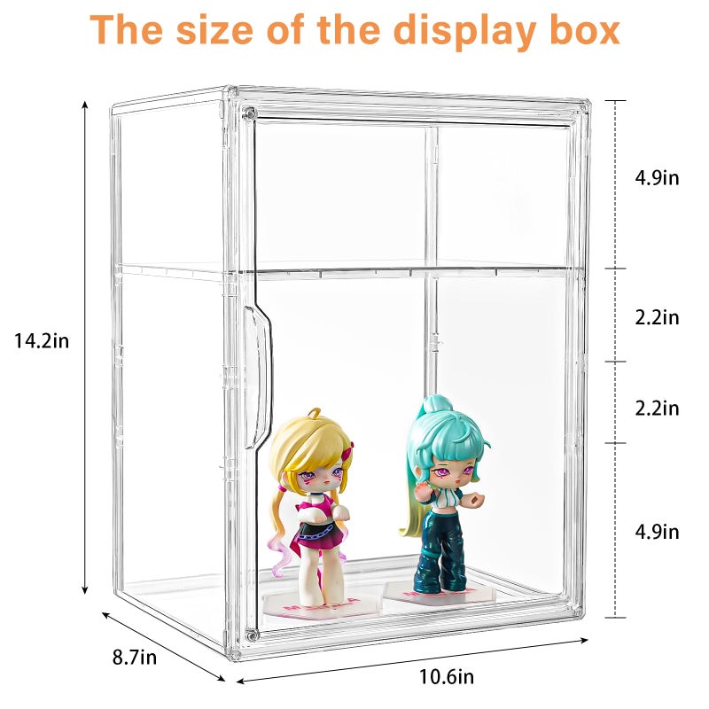 Amllas Acrylic Display Case for Collectibles, Clear Acrylic Display Box with 3 Adjustable Layers and Magnetic Door, Stackable Clear Storage Box/Bins for Figures,Lego, Book - Image 5