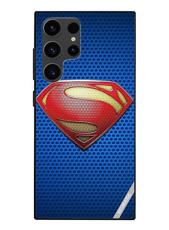VR CREATIVE غطاء حماية لهاتف سامسونج جالاكسي S23 ألترا 5G بتصميم شعار سوبرمان متعدد الألوان - Image 1