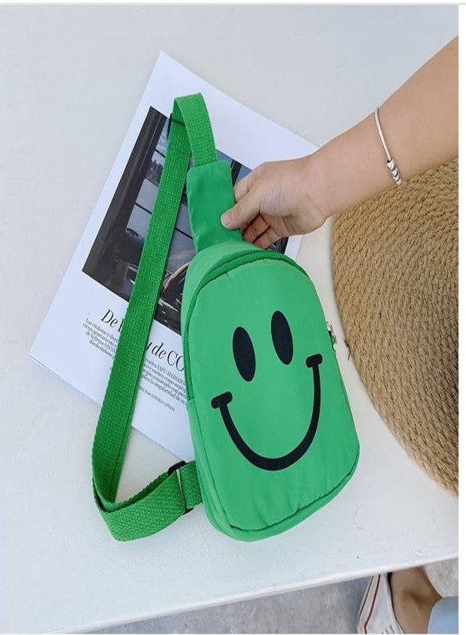 Gugzy Smiling Face Kids Chest Bag - Adorable and Functional Toddler Sling Bag with Happy Design, Adjustable Straps, Lightweight and Spacious, Perfect for Playtime and Outings (Green) - Image 3