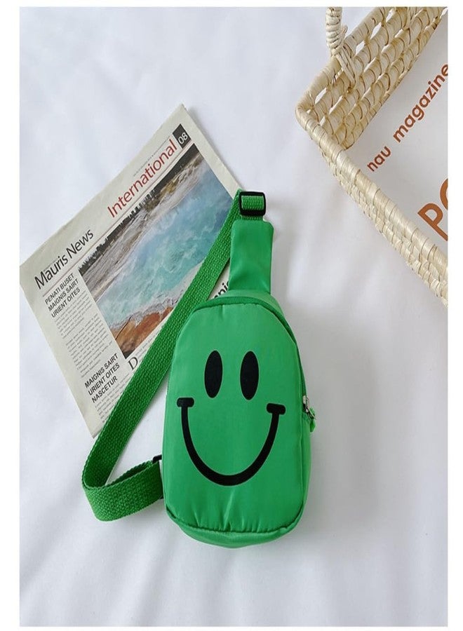 Gugzy Smiling Face Kids Chest Bag - Adorable and Functional Toddler Sling Bag with Happy Design, Adjustable Straps, Lightweight and Spacious, Perfect for Playtime and Outings (Green) - Image 2