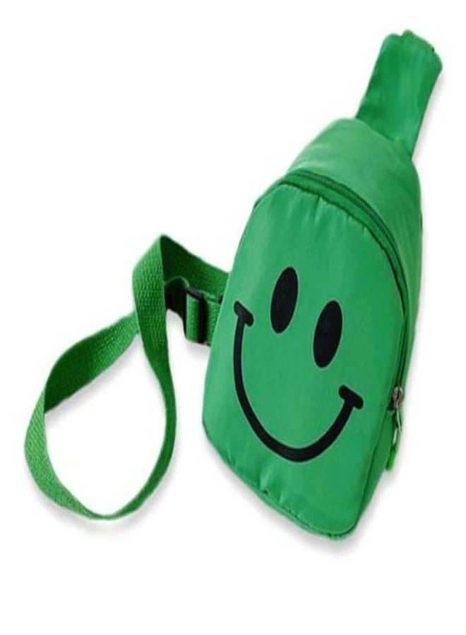 Gugzy Smiling Face Kids Chest Bag - Adorable and Functional Toddler Sling Bag with Happy Design, Adjustable Straps, Lightweight and Spacious, Perfect for Playtime and Outings (Green) - Image 1