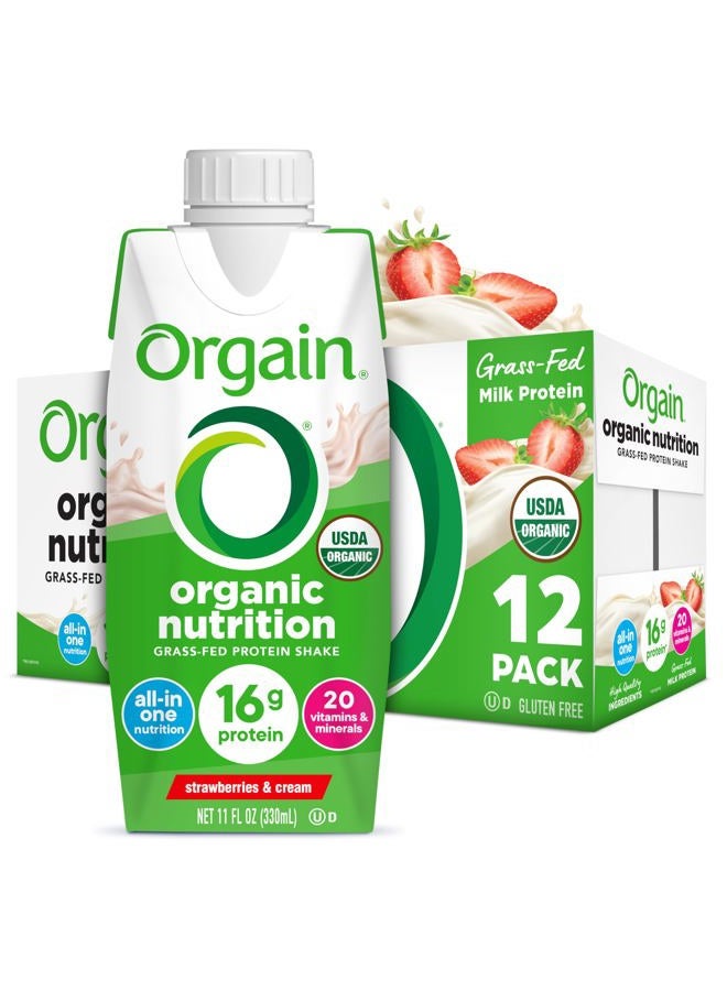 Orgain Organic Ready to Drink Nutritional Shake Strawberries and Cream - 12 Pack - Image 1