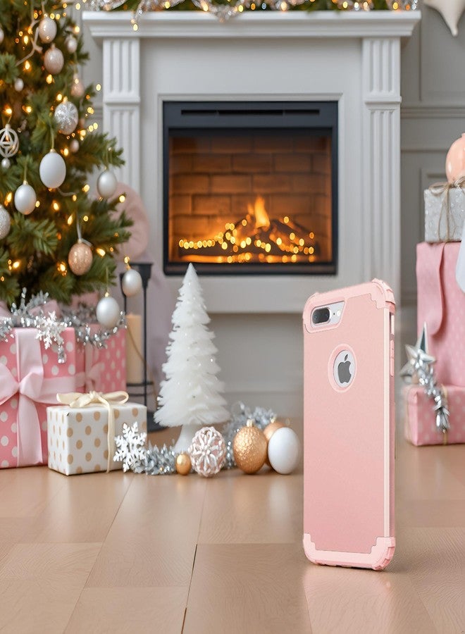 اي دي ويل جراب IDweel لهاتف iPhone 8 Plus، وجراب لهاتف iPhone 7 Plus مع واقي شاشة، حماية هجينة 3 في 1 مقاومة للصدمات، غطاء متين من البولي كربونات الصلب مع حافة من السيليكون الناعم، غطاء قوي لكامل الجسم، لون ذهبي وردي - Image 2