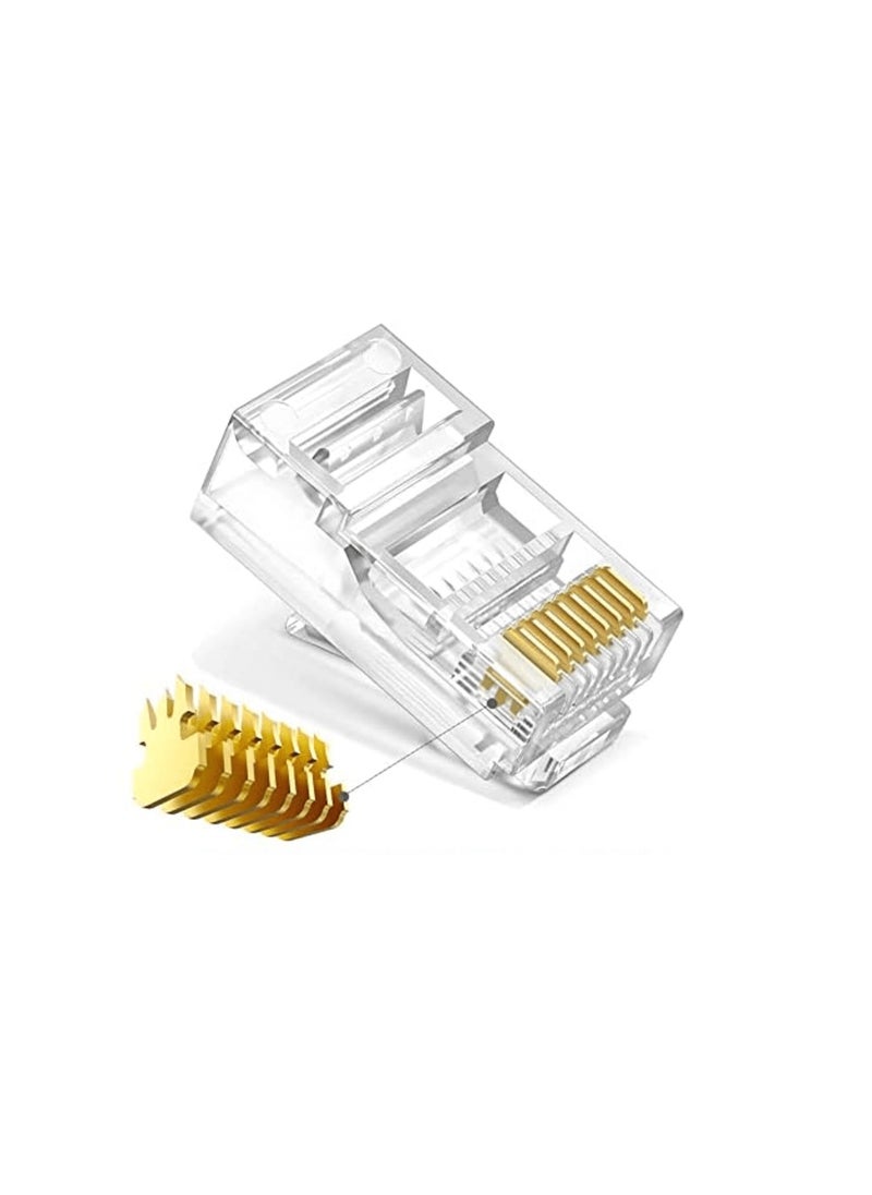 Taimi - 100-Pack RJ45 Pass Through Connectors – Cat 5/Cat 6 Crimp Plug for Unshielded Twisted Pair (UTP) Solid Network Cables - Image 1