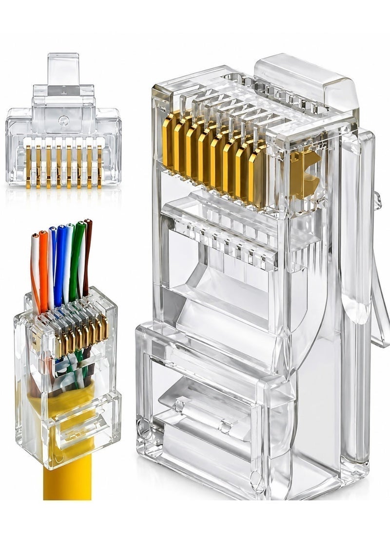 Hivision 100-Pack RH45 Pass Through Connectors – Cat 5/Cat 6 Crimp Plug for Unshielded Twisted Pair (UTP) Solid Network Cables - Image 3