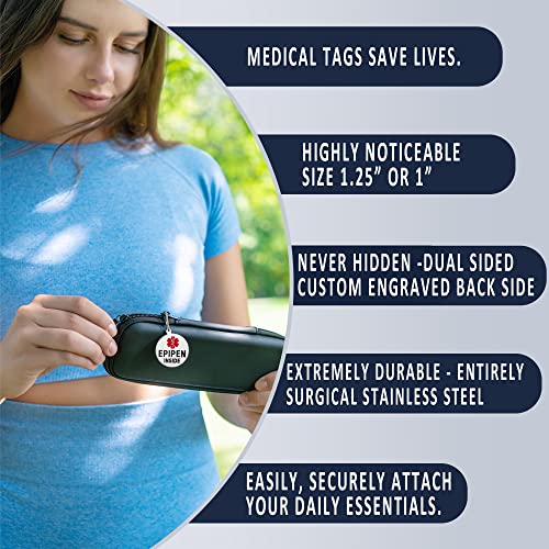 Divoti EpiPen Inside Medical Alert Tag – Reliable Essential Safety ID for Anaphylaxis – High-Visibility Dual-Sided Tag for Backpacks, Medical Kits & EDC – 1 Unit 1"/SS/Zipper Pull - Image 2