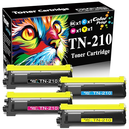 Color Print Compatible TN-210 Toner Cartridge Replacement for Brother TN210 TN 210 TN210BK for MFC-9325CW MFC-9320CW MFC-9120CN 9125CN MFC9010CN HL3075CW HL3070CW Laser Printer (4-Pack, BCMY) - Image 1