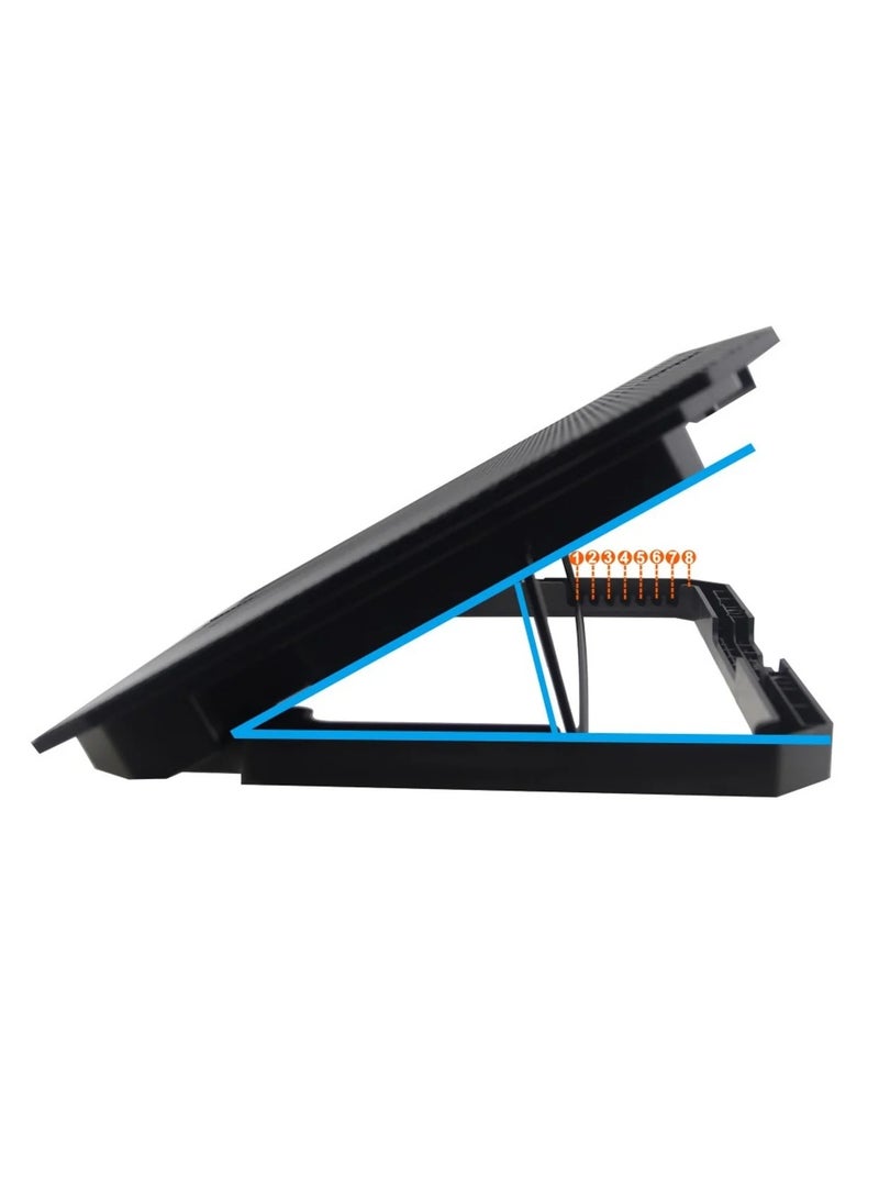 N11 Adjustable Mute Notebook Dual Fan Cooler Desktop Laptop Cooling Stand - Blue Light - Image 3