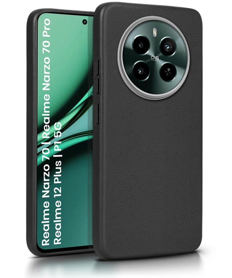 WOW IMAGINE Back Cover for Realme Narzo 70 | Realme Narzo 70 Pro | Realme 12 Plus | P1 5G | Ultra Slim Flexible Non-Slip Grip | Inner Fabric | Metal Camera Ring & Soft Silicone Mobile Case – Black - Image 1