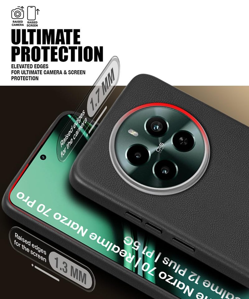 WOW IMAGINE Back Cover for Realme Narzo 70 | Realme Narzo 70 Pro | Realme 12 Plus | P1 5G | Ultra Slim Flexible Non-Slip Grip | Inner Fabric | Metal Camera Ring & Soft Silicone Mobile Case – Black - Image 5