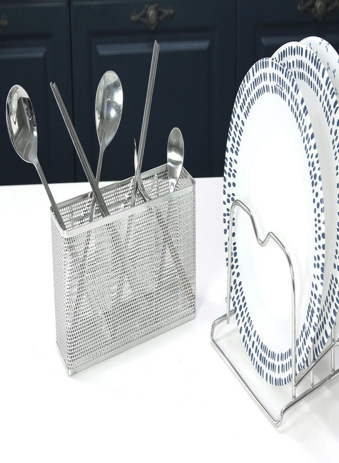 LENITH Kitchen Utensil Chopsticks Perforated Holder with Hooks - 304 Stainless Steel Storage for Organizer Dishwasher Safe (Large Rectangle) - Image 5