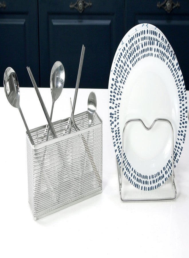 LENITH Kitchen Utensil Chopsticks Perforated Holder with Hooks - 304 Stainless Steel Storage for Organizer Dishwasher Safe (Large Rectangle) - Image 3