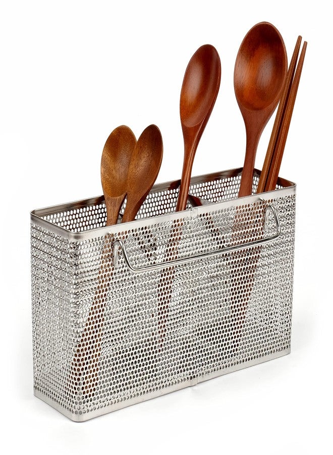 LENITH Kitchen Utensil Chopsticks Perforated Holder with Hooks - 304 Stainless Steel Storage for Organizer Dishwasher Safe (Large Rectangle) - Image 1