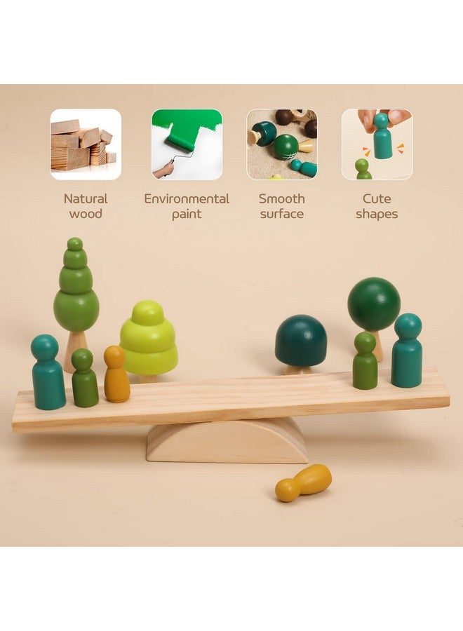 Promise Babe Wooden Tree Toys Balance Toys Wooden Peg Dolls Preschool Learning Educational Montessori Toys, Natural Woodland Trees Creative Accessories for Home Decor - Image 2