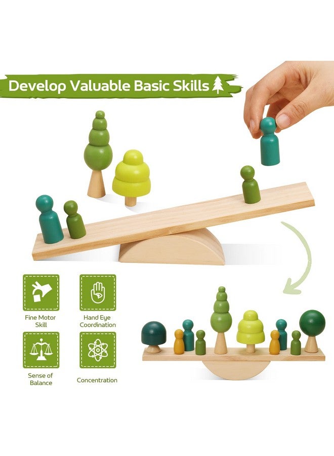 Promise Babe Wooden Tree Toys Balance Toys Wooden Peg Dolls Preschool Learning Educational Montessori Toys, Natural Woodland Trees Creative Accessories for Home Decor - Image 3