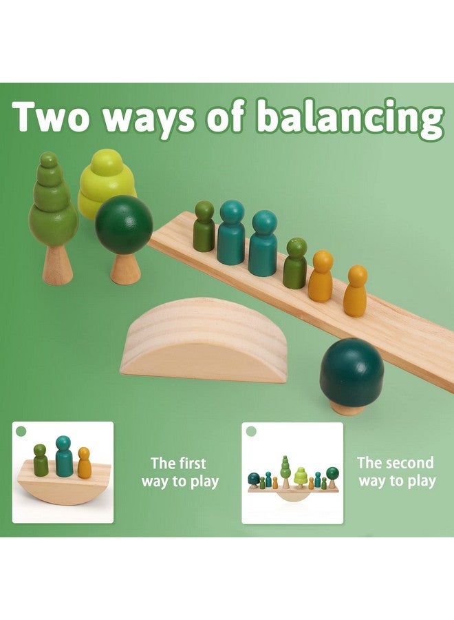Promise Babe Wooden Tree Toys Balance Toys Wooden Peg Dolls Preschool Learning Educational Montessori Toys, Natural Woodland Trees Creative Accessories for Home Decor - Image 4