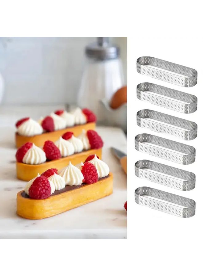 6Pcs Heavy Duty Stainless Steel Elliptical Pastry Ring 3.74 Inch Baking Mold - Image 1