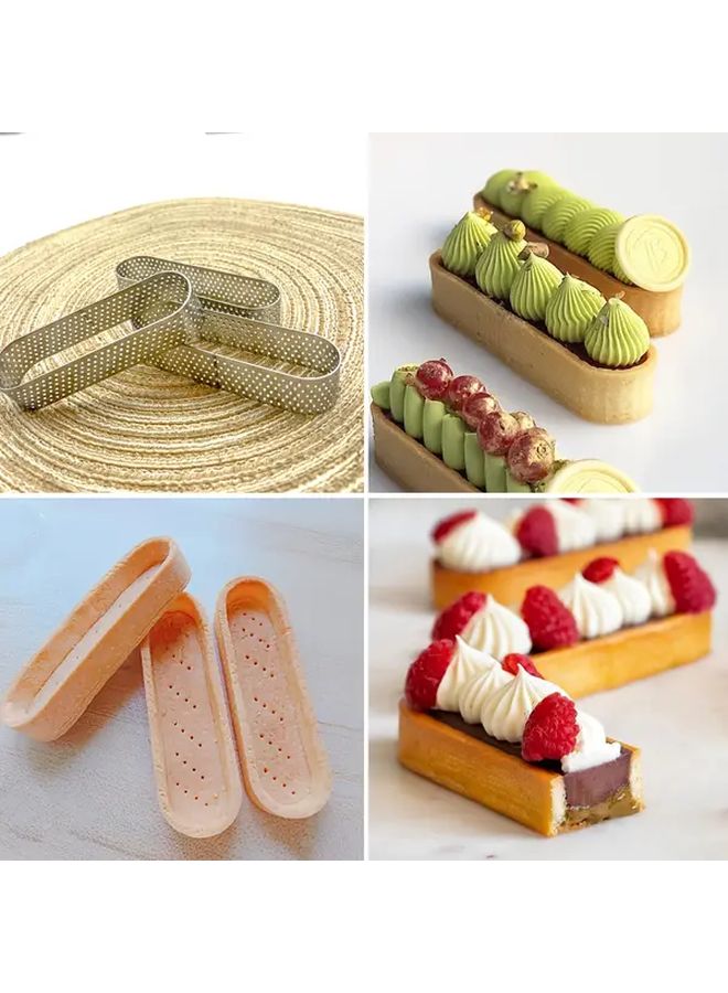 6Pcs Heavy Duty Stainless Steel Elliptical Pastry Ring 3.74 Inch Baking Mold - Image 2
