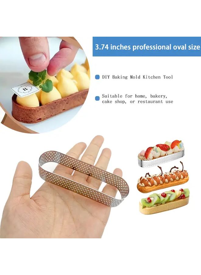 6Pcs Heavy Duty Stainless Steel Elliptical Pastry Ring 3.74 Inch Baking Mold - Image 4
