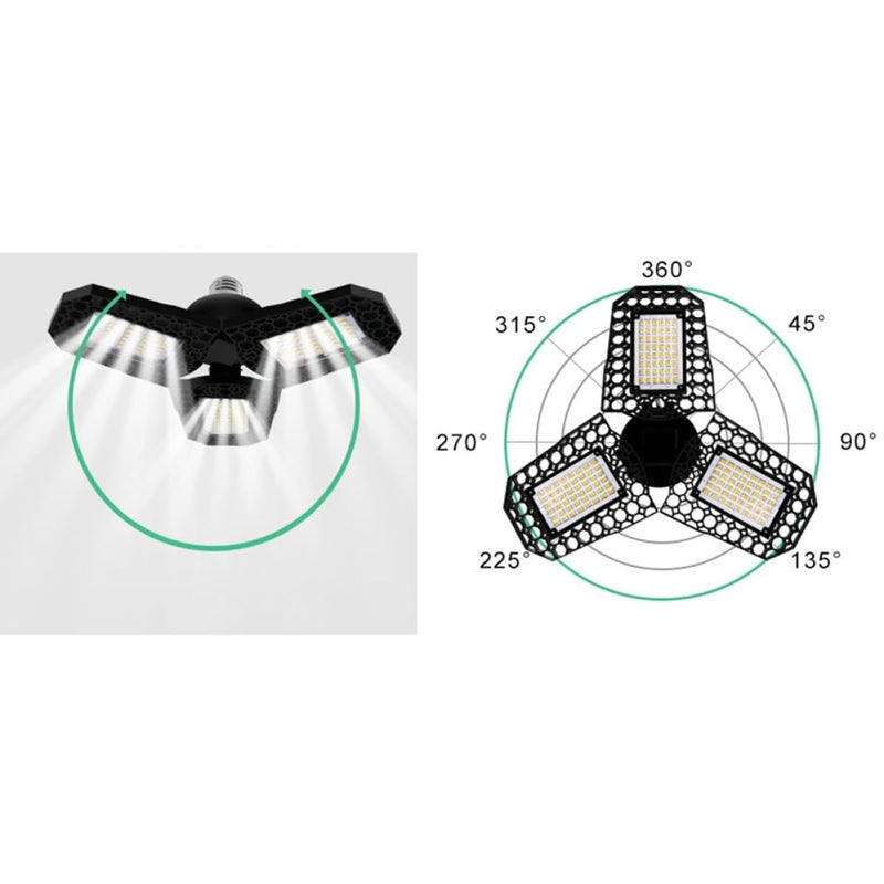 LED Deformation Warehouse Light 40W Three Leaf Folding Garage Lamp High Brightness Ceiling Light For Workshop And Storage - Image 3