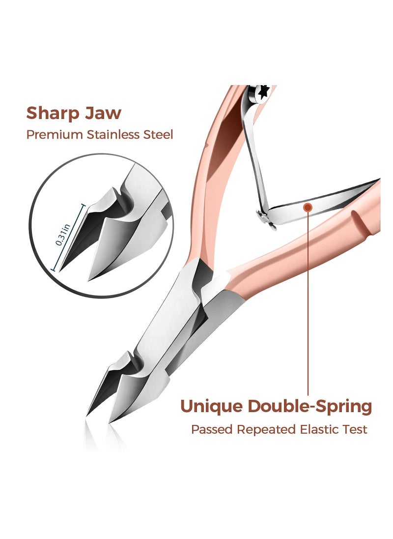 SYOSI - Cuticle Trimmer with Cuticle Pusher, KASTWAVE Cuticle Remover Professional Stainless Steel Cuticle Cutter Nippers Rainbow Sharp Durable Pedicure Manicure Tools for Fingernails and Toenails (Rose Gold) - Image 1