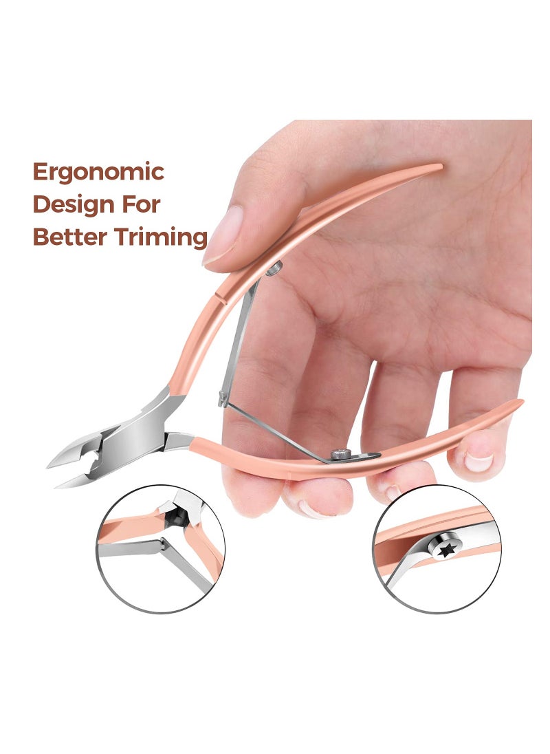 SYOSI - Cuticle Trimmer with Cuticle Pusher, KASTWAVE Cuticle Remover Professional Stainless Steel Cuticle Cutter Nippers Rainbow Sharp Durable Pedicure Manicure Tools for Fingernails and Toenails (Rose Gold) - Image 1