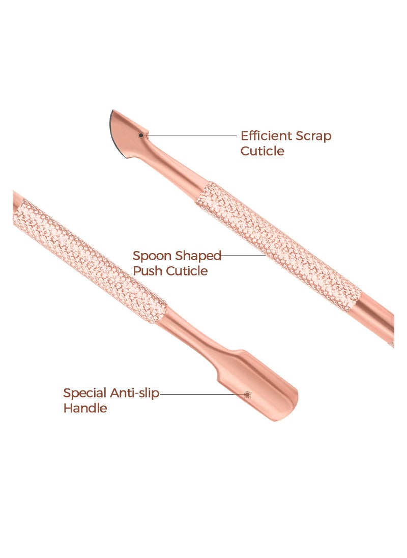 SYOSI - Cuticle Trimmer with Cuticle Pusher, KASTWAVE Cuticle Remover Professional Stainless Steel Cuticle Cutter Nippers Rainbow Sharp Durable Pedicure Manicure Tools for Fingernails and Toenails (Rose Gold) - Image 1