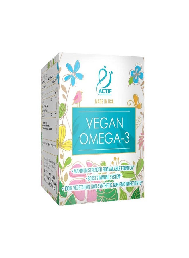 Actif Vegan Omega-3, High Strength Algae Oil Formula, 100% Natural, Organic DHA, EPA, Omega-3 - Non-GMO, 90 count - Image 2