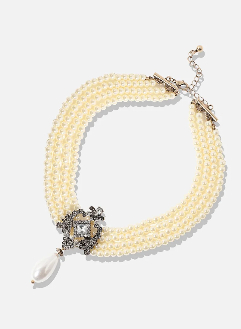 SOHI Multicolour designer statement stones Artificial necklace Jewellery