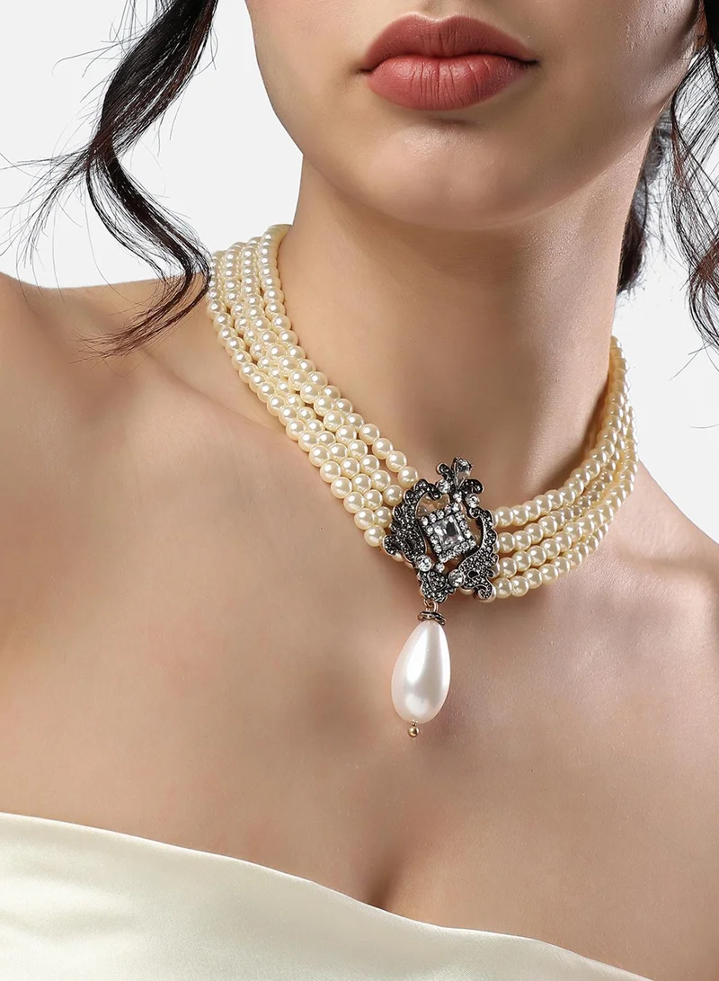 SOHI Multicolour designer statement stones Artificial necklace Jewellery