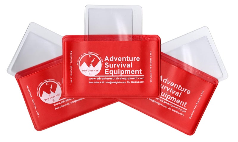 Best Glide ASE Best Glide ASE Credit Card Size Fresnel Lens Fire Starter and Magnifier Lenses 3 Pack  Red 