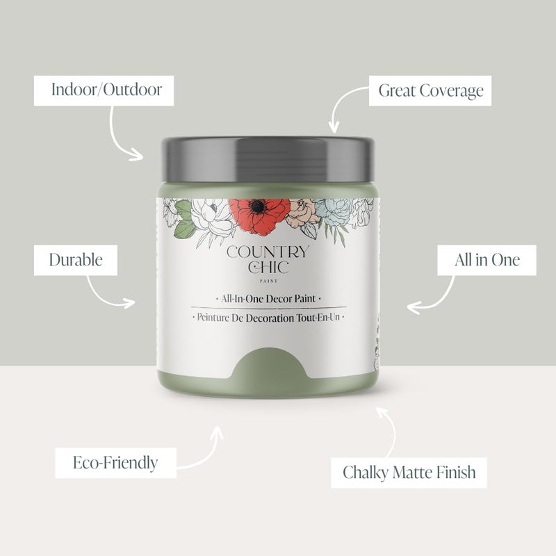 Country Chic Paint Country Chic All-in-One Chalk Paint for Furniture, Cabinets, Home Decor, Eco-Friendly, Matte Finish, Built-In Primer & Top Coat for Wood, Metal - Sage Advice (sage Green) - 8 oz (237 ml) - Image 2