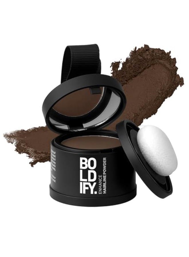 Boldify بودرة بولديفاي لتغطية خط الشعر - لون شعر لمسة جذرية لتغطية الشعر الرمادي - بودرة لإخفاء بقع الصلع للنساء والرجال - مقاومة للبقع لمدة 48 ساعة - بني متوسط - Image 1