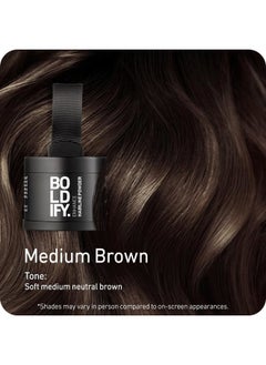 Boldify BOLDIFY Hairline Powder - Root Touch Up Hair Color for Gray Coverage - Bald Spot Concealing Hair Powder for Women & Men - 48-Hour Stain-Proof - Medium Brown  - Image 2