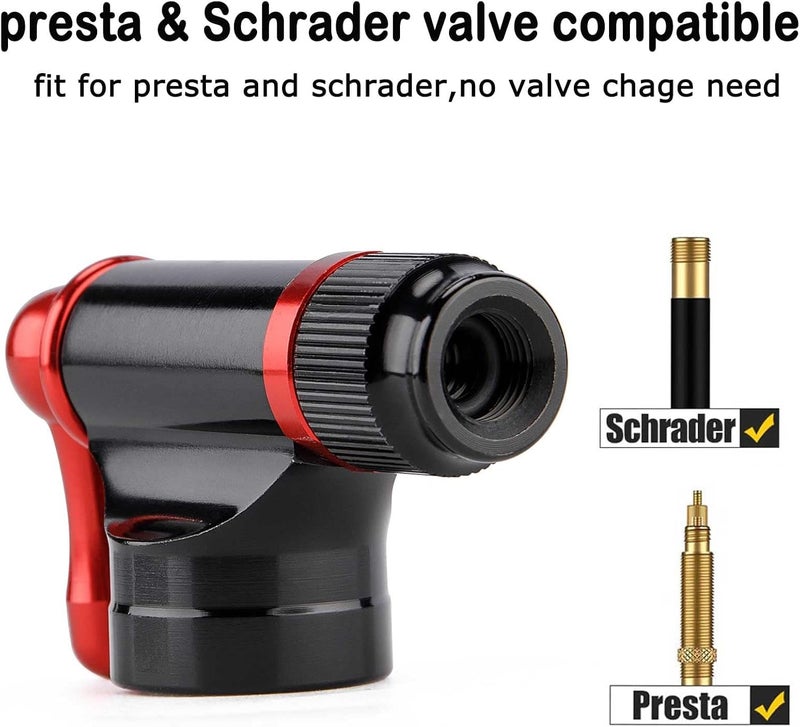 Kadacha CO2 Inflator Kit with 5 X 16g CO2 Threaded Cartridges- Presta & Schrader Valve Compatible -Portable CO2 Bike Tire Pump Come with Glueles Repair Kit for Road & Mountain Bike - Image 4