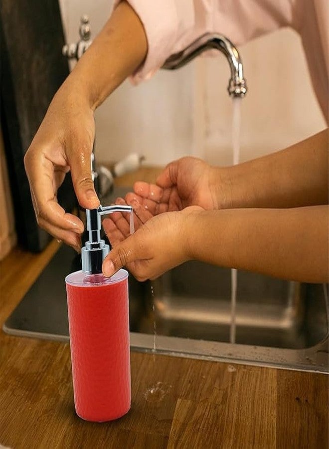 SHENRON Refillable Handwash Soap Dispenser | Unbreakable Liquid Soap/Shampoo/Hand wash/Sanitizer/Lotion Dispenser Bottle for Kitchen, Wash-Basin and Bathroom (Red, Set of 1) - Image 5