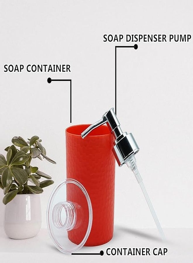 SHENRON Refillable Handwash Soap Dispenser | Unbreakable Liquid Soap/Shampoo/Hand wash/Sanitizer/Lotion Dispenser Bottle for Kitchen, Wash-Basin and Bathroom (Red, Set of 1) - Image 3