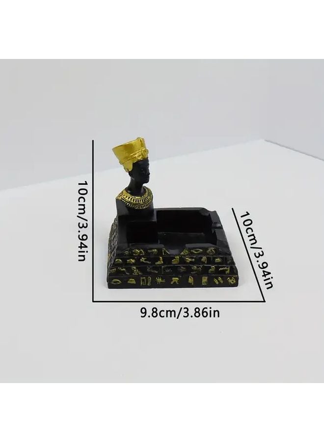 مصرع فرعون الهرم منفضة سجائر قديمة ديكور راتنجي بنقوش هيروغليفية تاج ذهبي - Image 4