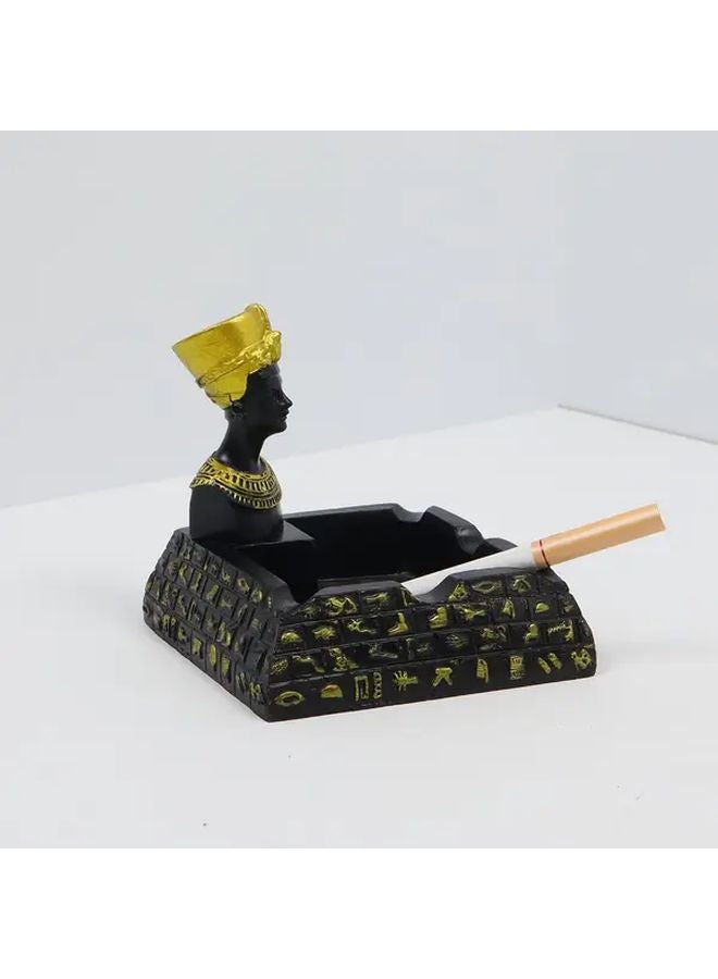 مصرع فرعون الهرم منفضة سجائر قديمة ديكور راتنجي بنقوش هيروغليفية تاج ذهبي - Image 3