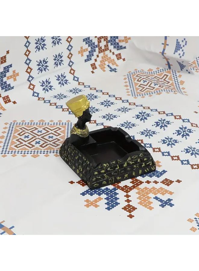 مصرع فرعون الهرم منفضة سجائر قديمة ديكور راتنجي بنقوش هيروغليفية تاج ذهبي - Image 5