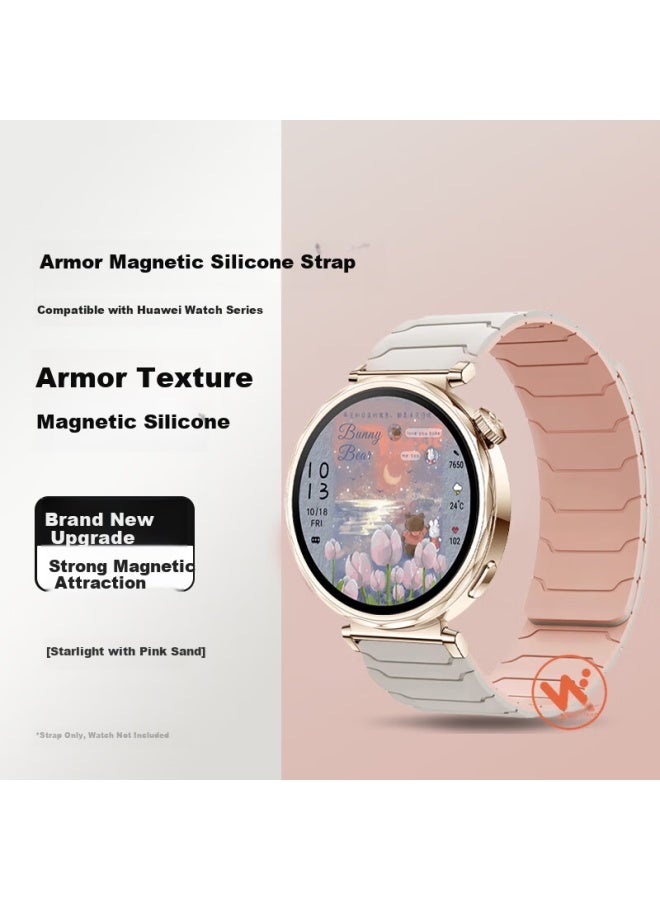 Watchbond Magnetic Silicone Loop Strap For Huawei Watch Fit3/fit4/fit4 Pro, Women's Starlight Pink Sand Summer Sports Magnetic Wristband Accessory - Image 1