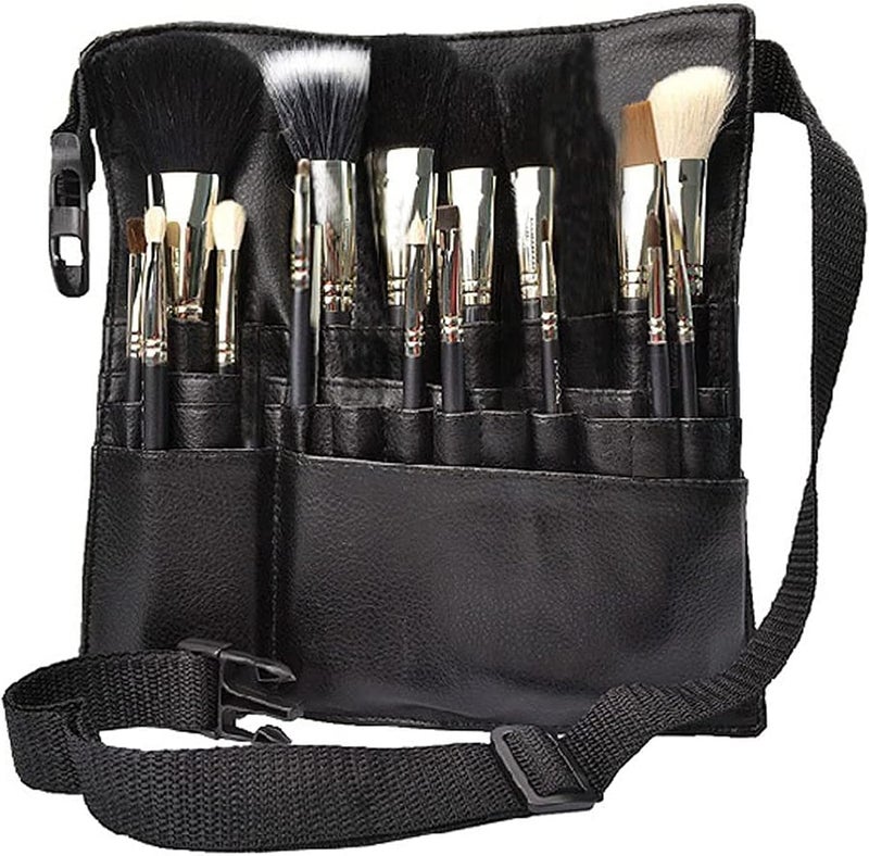 Comicfs COMICFS Makeup Brush Bag 22 Pockets Professional Cosmetic Holder Organizer Apron with Artist Belt Strap for Women (Brush Not Included)